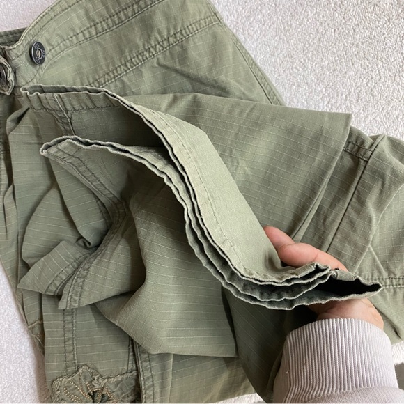 Vintage 90s Y2K Due South Olive Green Rip Stop Wide Leg Pants 12 - Picture 7 of 15
